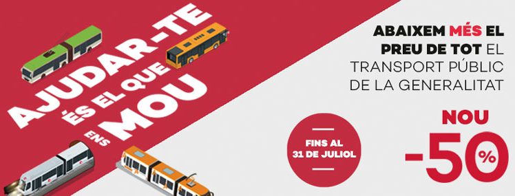 La Generalitat fa efectiva la reducció parcial temporal del 50% en abonaments i títols multiviatge de transport públic des de l’1 de febrer